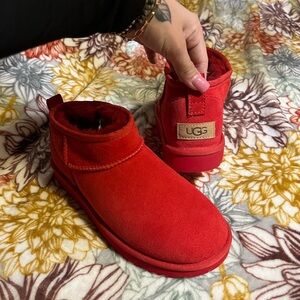 Never Worn Red Ultra Mini Ugg Boots